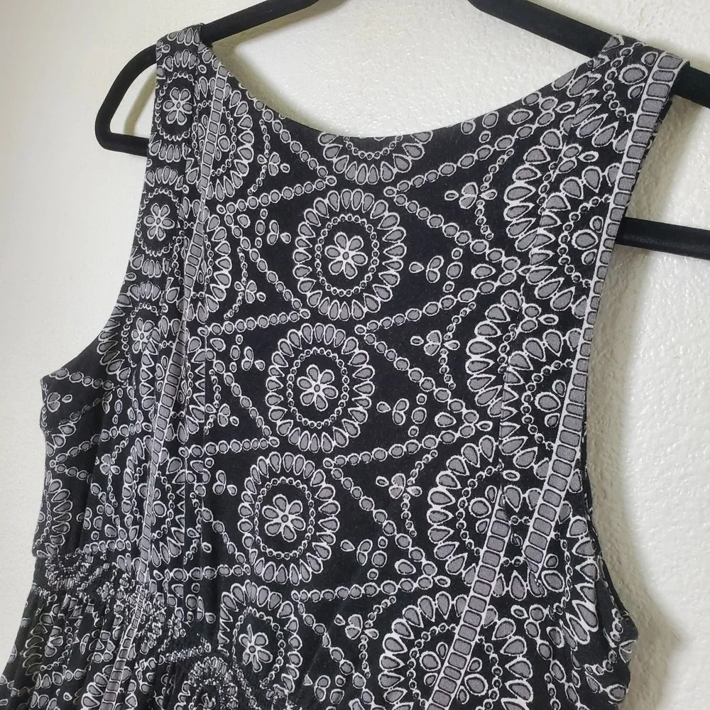 Soma Black & Gray Sleeveless Jersey Knit Dress with Lace Yoke & Pockets Size‎ L